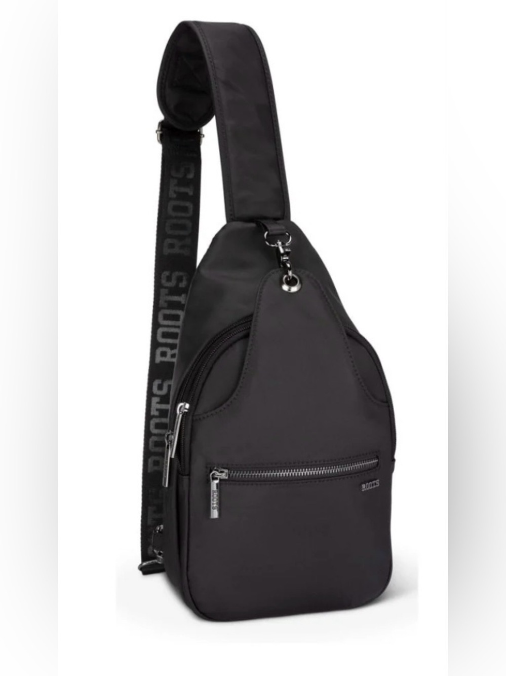 Roots Travel Sling Bag – Black Recycled Nylon RFID Crossbody